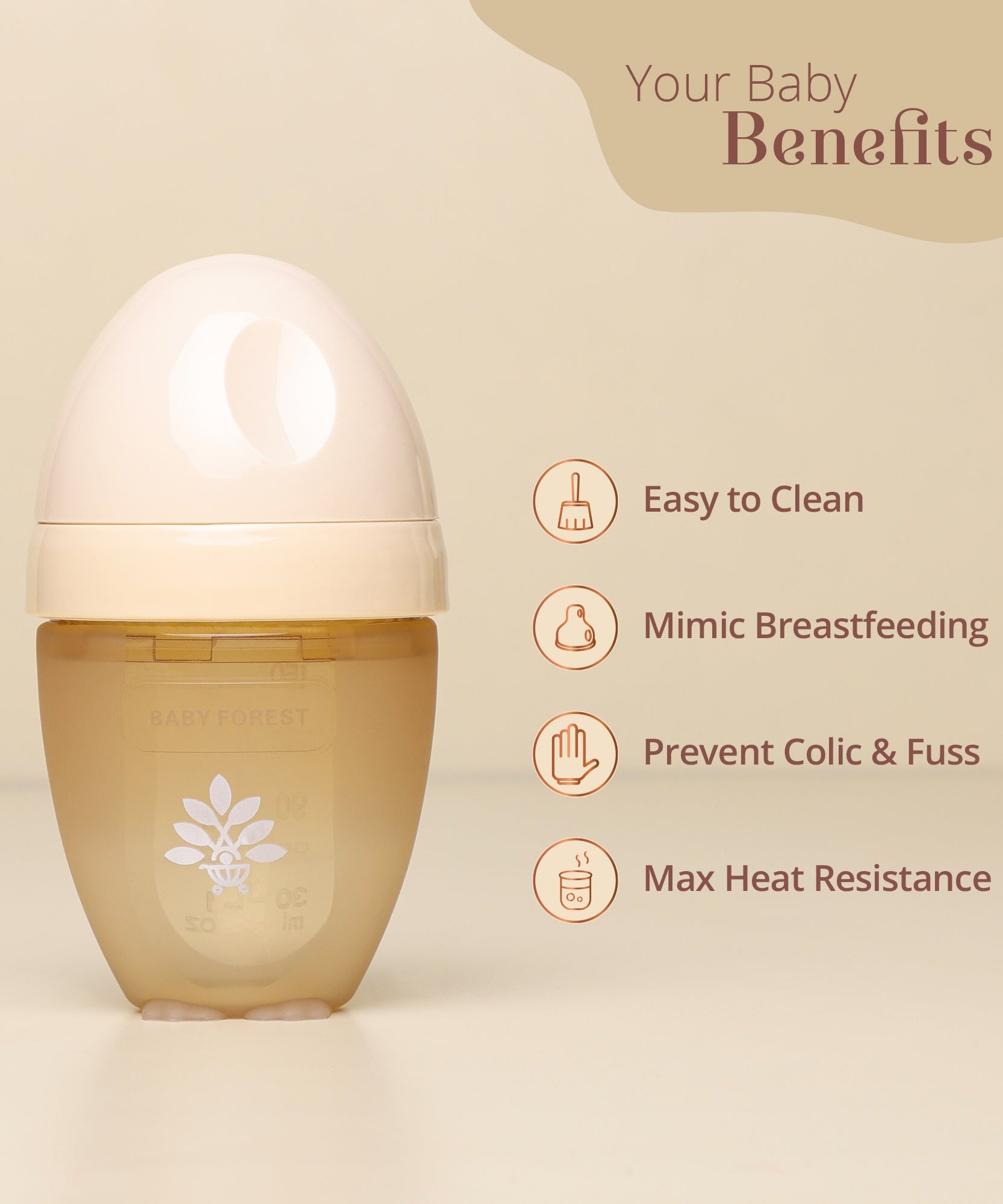Baby Forest Laad Pyaar Baby Feeding Bottles – Wide Neck, Anti-Colic, Heat Resistant, and Breastfeeding-Friendly (150ml & 260ml)