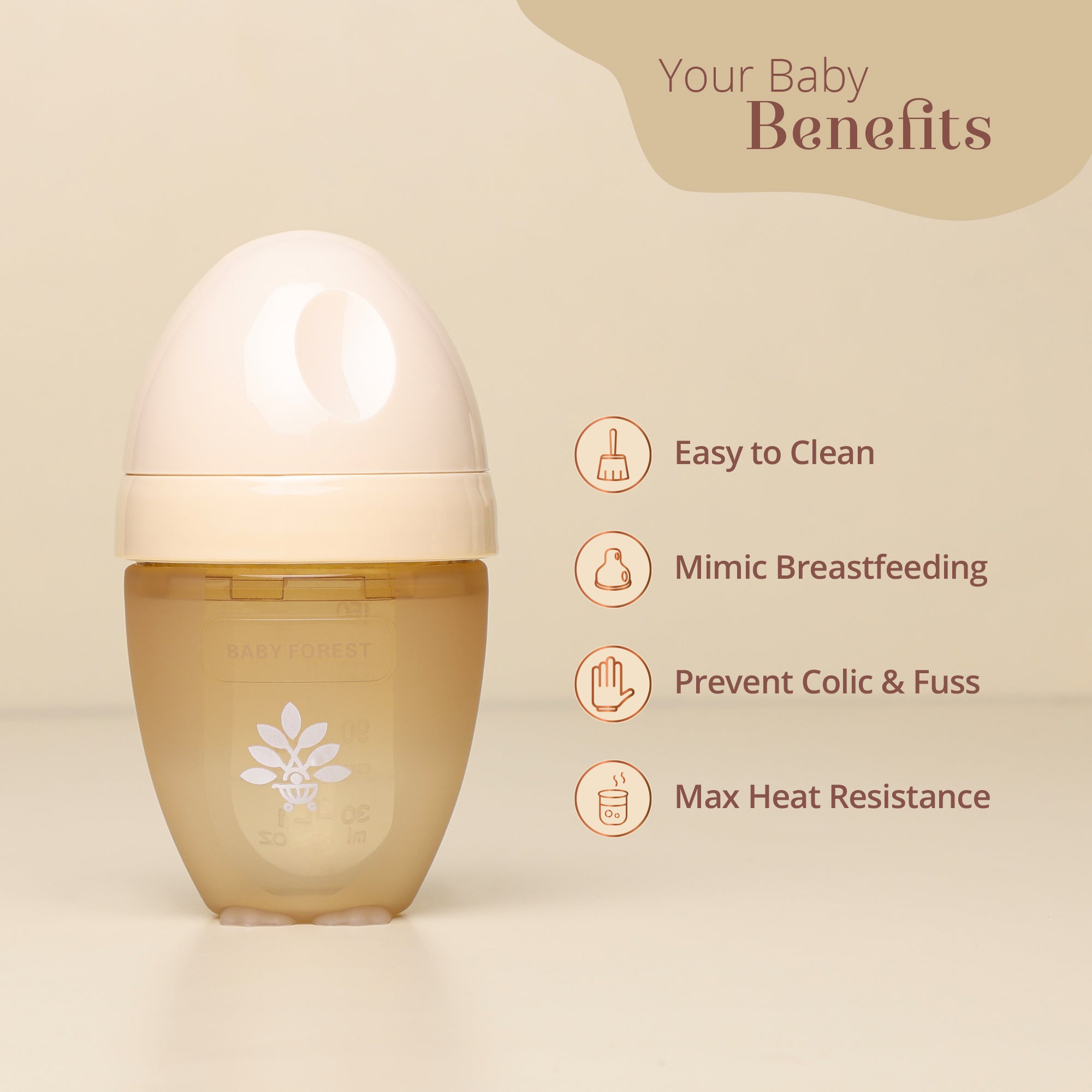 Baby Forest Laad Pyaar Baby Feeding Bottles – Wide Neck, Anti-Colic, Heat Resistant, and Breastfeeding-Friendly (150ml & 260ml)