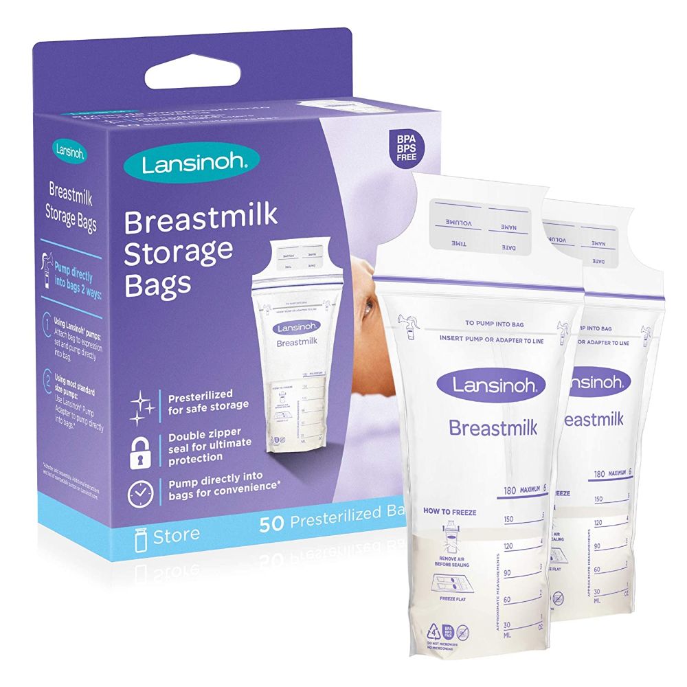 Lansinoh 50 Pre-Sterilised Breastmilk Storage Bags | BPA-Free with Leakproof Double Zipper | Pump Directly into Bag | Award-Winning Breastfeeding Essentials