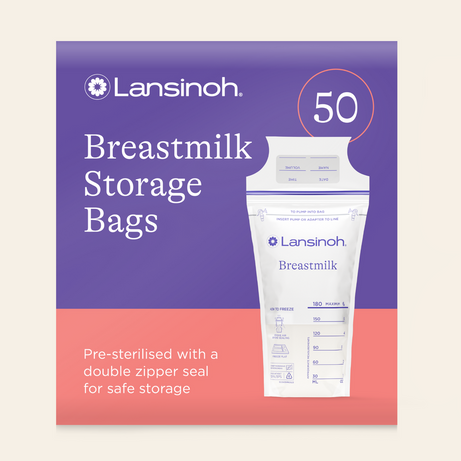 Lansinoh 50 Pre-Sterilised Breastmilk Storage Bags | BPA-Free with Leakproof Double Zipper | Pump Directly into Bag | Award-Winning Breastfeeding Essentials