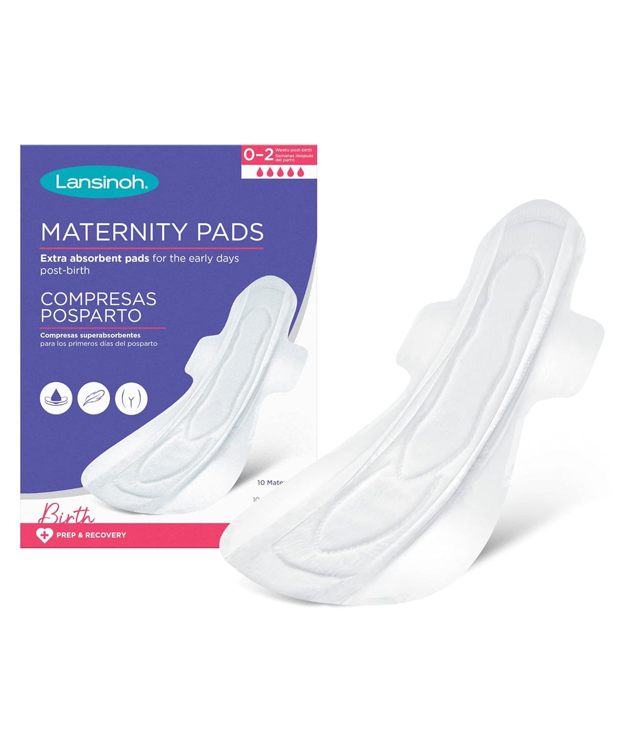 Lansinoh Extra Absorbent Premium Maternity Pads – 0-2 Weeks Post-Birth (Pack of 10)