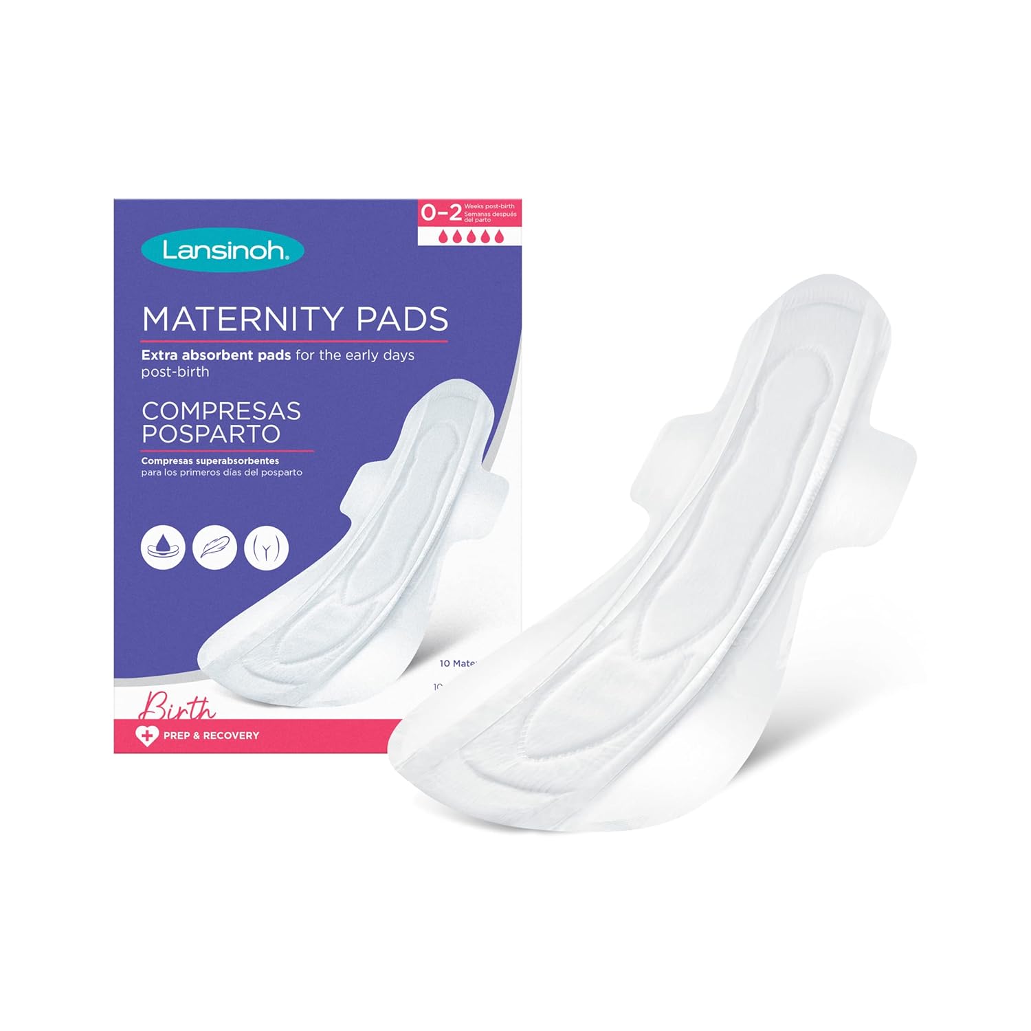 Lansinoh Extra Absorbent Premium Maternity Pads – 0-2 Weeks Post-Birth (Pack of 10)