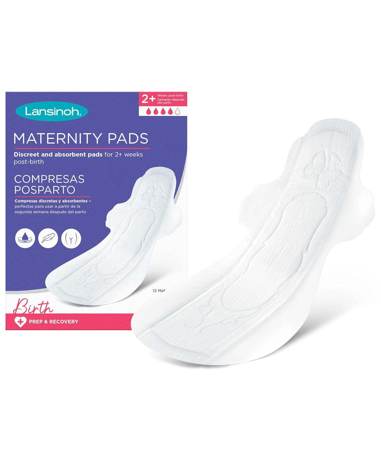 Lansinoh Extra Absorbent Premium Maternity Pads – 2+ Weeks Post-Birth Care (Pack of 12)