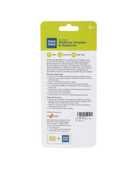 Mee Mee Accurate Medicine Dropper & Dispenser - The caring Touch for 0+ Months (Color May Vary)