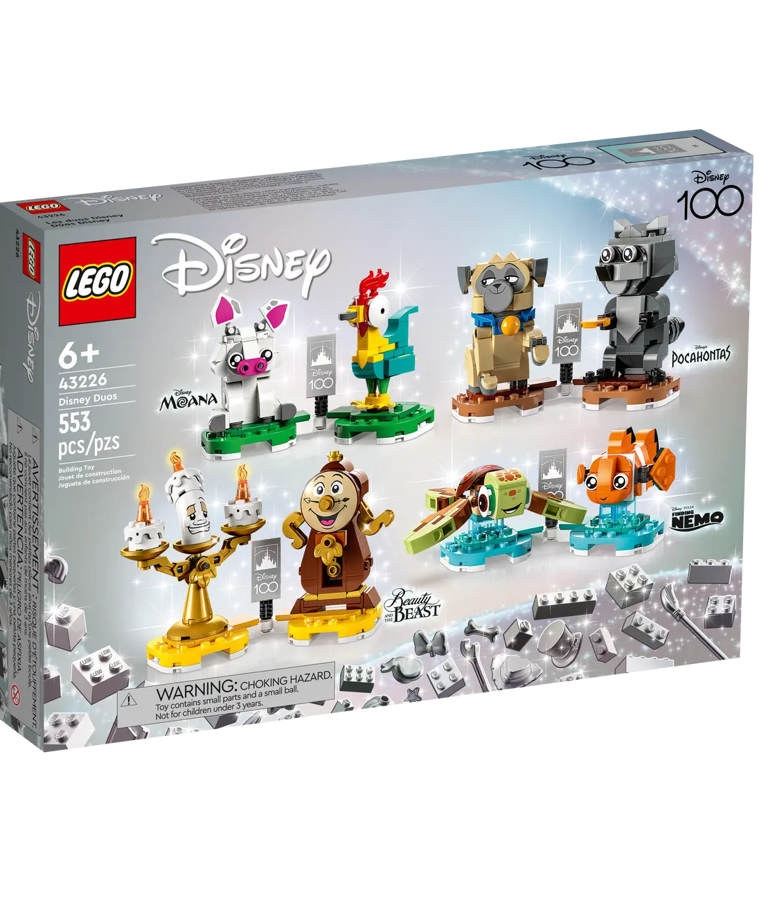 Lego Disney Duos 43226 – Buildable Disney Companions from Beauty and the Beast, Moana, Finding Nemo & Pocahontas – 553 Pieces – Posable Display Figures for Kids Aged 6+