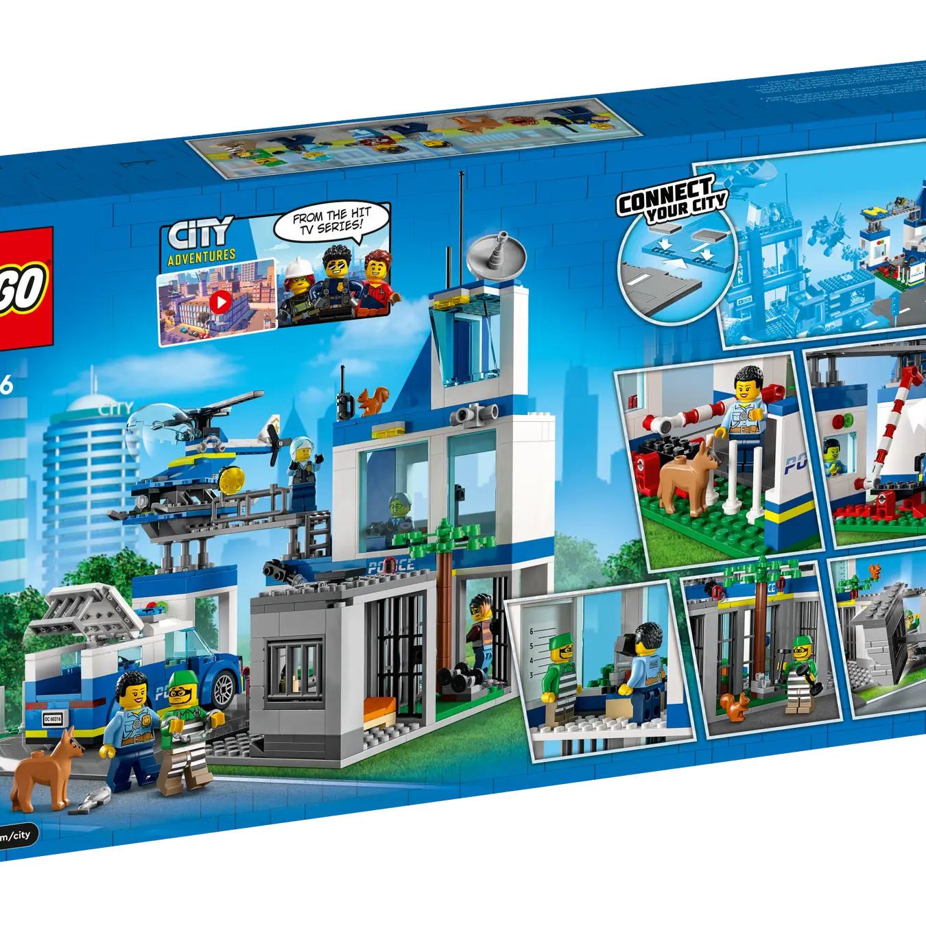 LEGO City 60316 Police Station Building Set – 668 Pieces with 5 Minifigures, Escape Motorcycle, Dog Figure, and Police Vehicle – Creative Play for Kids Ages 6+