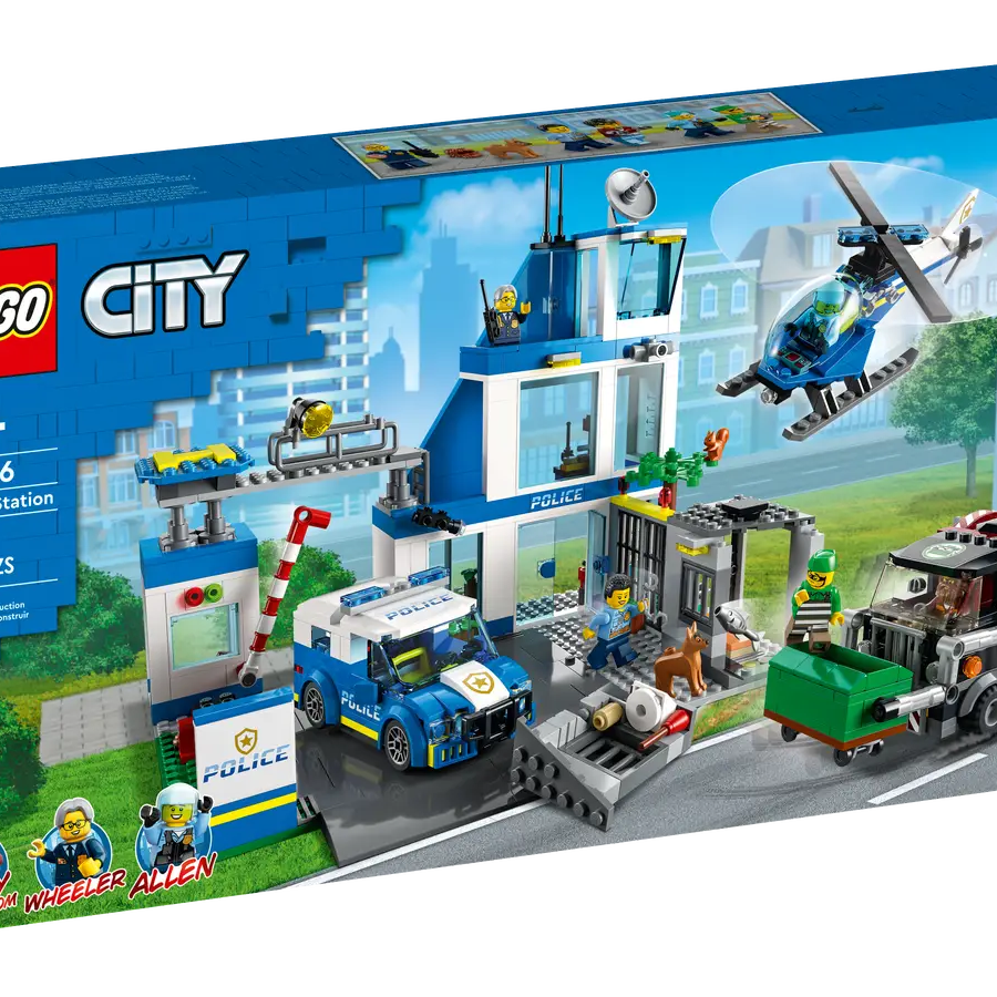 LEGO City 60316 Police Station Building Set – 668 Pieces with 5 Minifigures, Escape Motorcycle, Dog Figure, and Police Vehicle – Creative Play for Kids Ages 6+