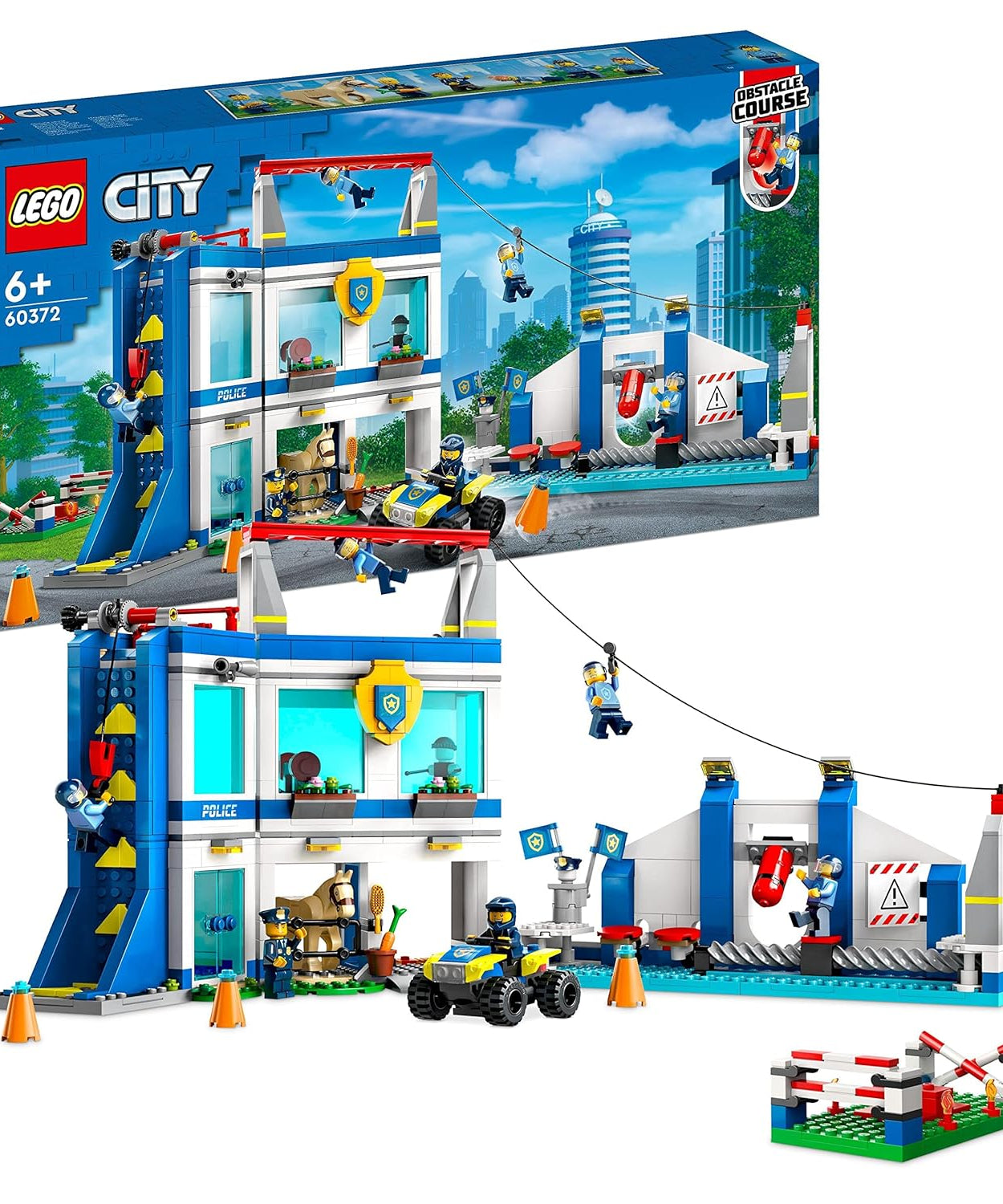 LEGO City 60372 - Police Training Academy | 823 Pieces | Obstacle Course Set with Ziplines, Rope Swings, Minifigures & More – Perfect for Ages 7+, Imaginative Play & Fun LEGO Gift Idea