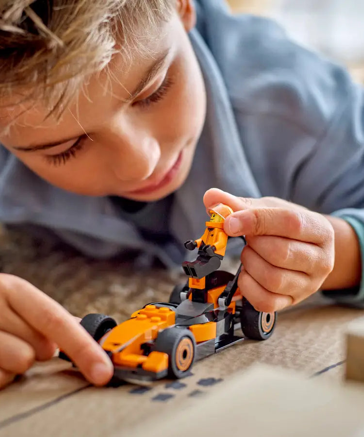 LEGO City F1 Driver with McLaren Race Car 60442 – 86 Piece Formula 1 Building Set, Orange Racing Car & Minifigure, Official McLaren Licensed Gift for Kids 6+