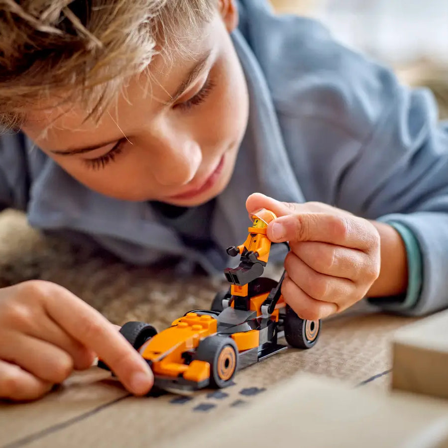 LEGO City F1 Driver with McLaren Race Car 60442 – 86 Piece Formula 1 Building Set, Orange Racing Car & Minifigure, Official McLaren Licensed Gift for Kids 6+