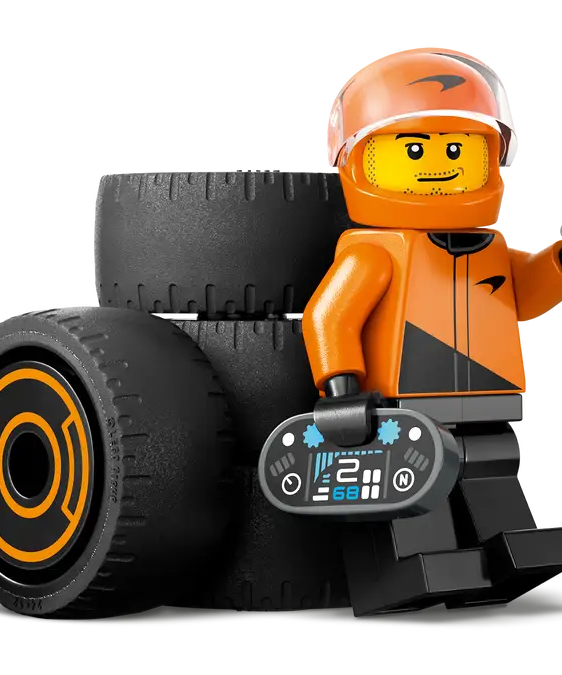 LEGO City F1 Driver with McLaren Race Car 60442 – 86 Piece Formula 1 Building Set, Orange Racing Car & Minifigure, Official McLaren Licensed Gift for Kids 6+