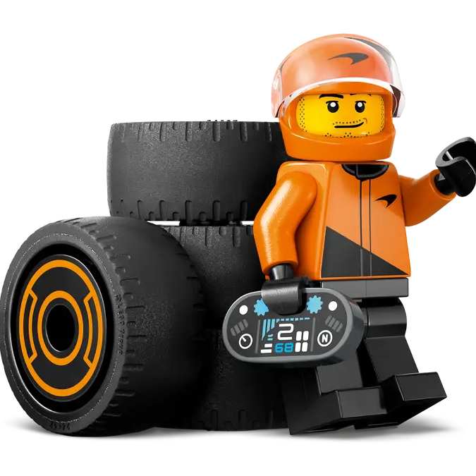 LEGO City F1 Driver with McLaren Race Car 60442 – 86 Piece Formula 1 Building Set, Orange Racing Car & Minifigure, Official McLaren Licensed Gift for Kids 6+