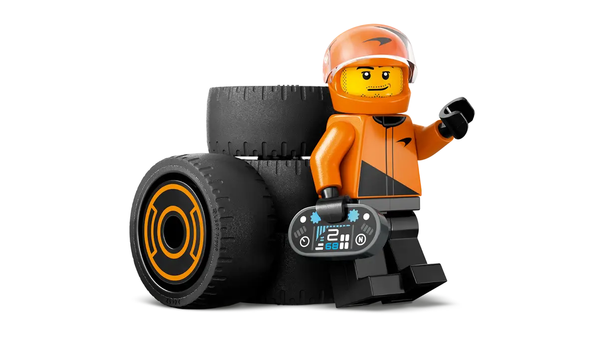LEGO City F1 Driver with McLaren Race Car 60442 – 86 Piece Formula 1 Building Set, Orange Racing Car & Minifigure, Official McLaren Licensed Gift for Kids 6+