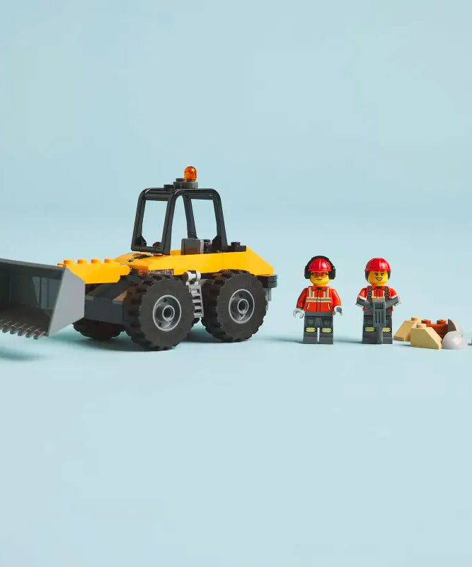 LEGO City Yellow Construction Wheel Loader 60450 – 81 Piece Building Kit for Kids 4+, Easy-Build Digger Toy with Minifigures, Realistic Wheels & Accessories, STEM Gift