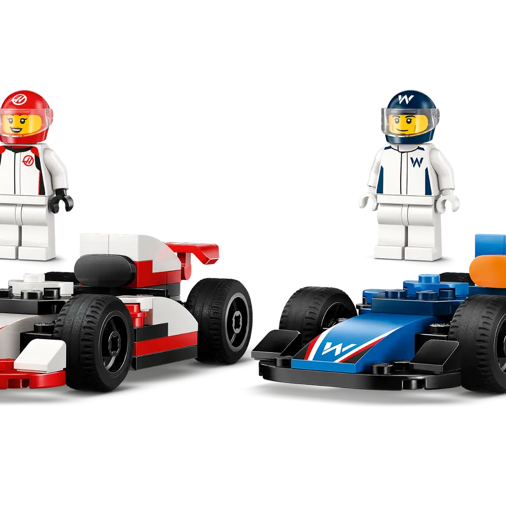 LEGO City 60464 Williams Racing & Haas F1 Team Race Cars, 2-in-1 Toy Building Set with Starter Bricks, 2 Minifigures, and Accessories for Kids Aged 4 and Up (92 Pieces)