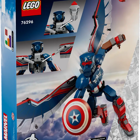 LEGO Marvel 76296 New Captain America Construction Figure, Fully Posable Superhero Action Figure with Iconic Shield, Detachable Redwing Drone, and Buildable Wings, Toy for Kids Aged 8+ (359 Pieces)