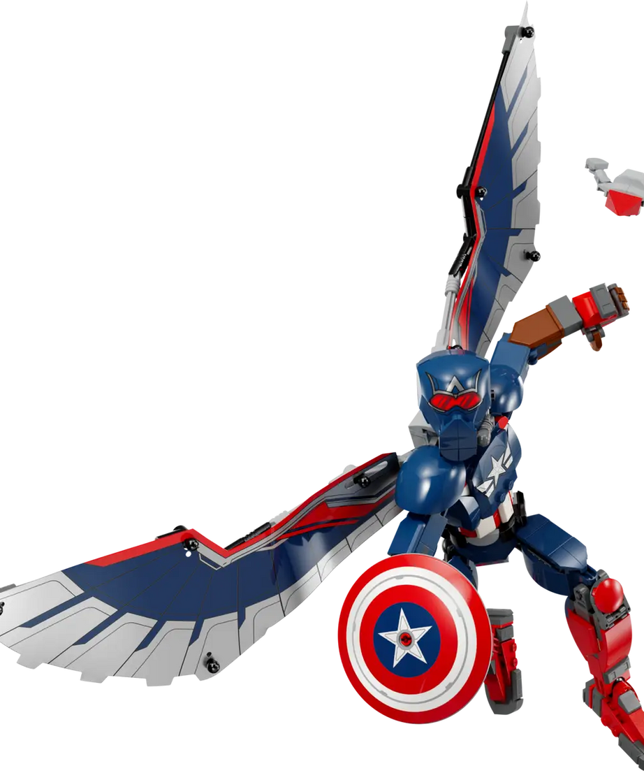 LEGO Marvel 76296 New Captain America Construction Figure, Fully Posable Superhero Action Figure with Iconic Shield, Detachable Redwing Drone, and Buildable Wings, Toy for Kids Aged 8+ (359 Pieces)