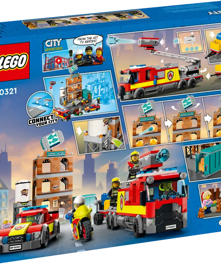LEGO City 60321 Fire Brigade Set – 766 Pieces – For Kids 7+ Years – Fire Truck, Helicopter, and Building Blaze Rescue