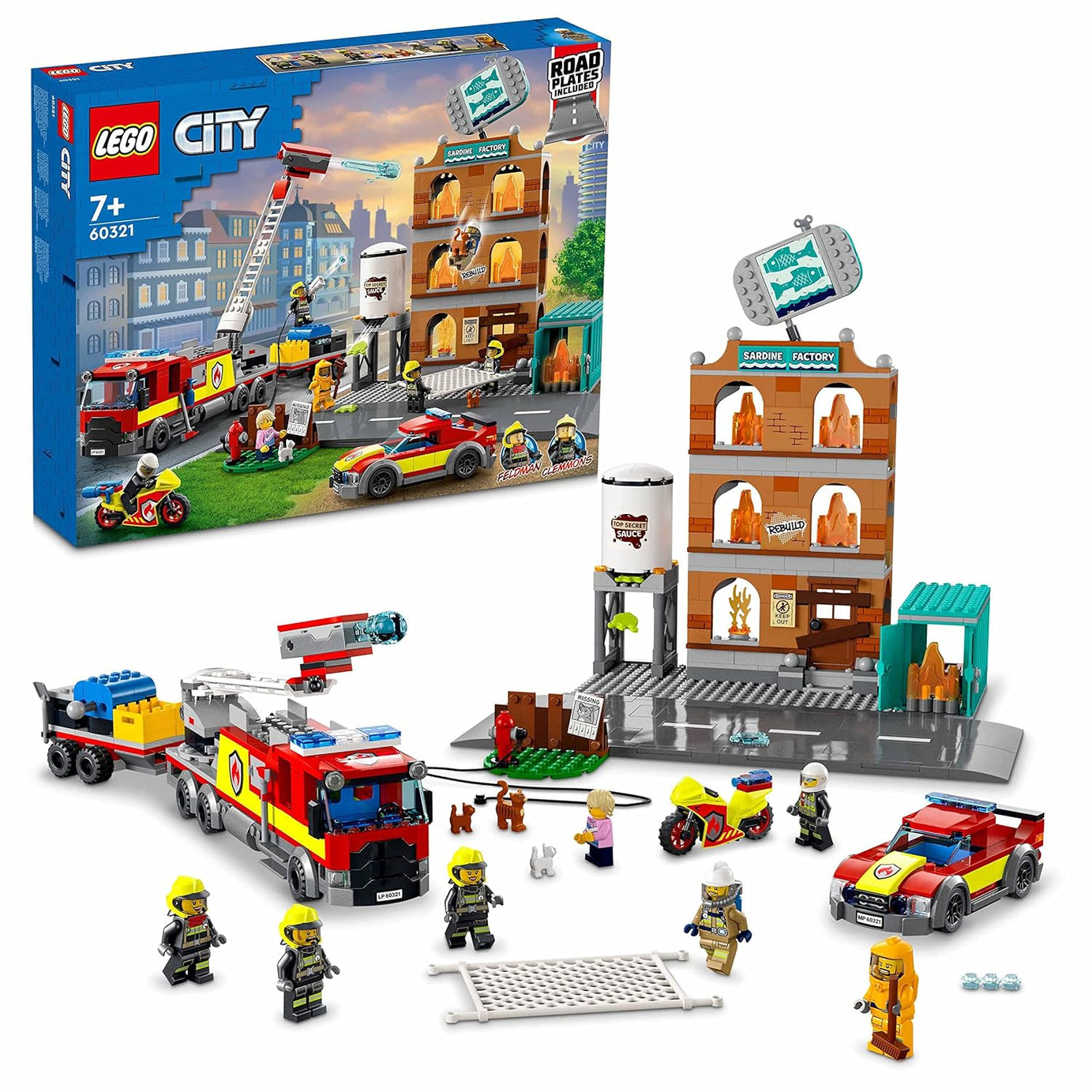 LEGO City 60321 Fire Brigade Set – 766 Pieces – For Kids 7+ Years – Fire Truck, Helicopter, and Building Blaze Rescue