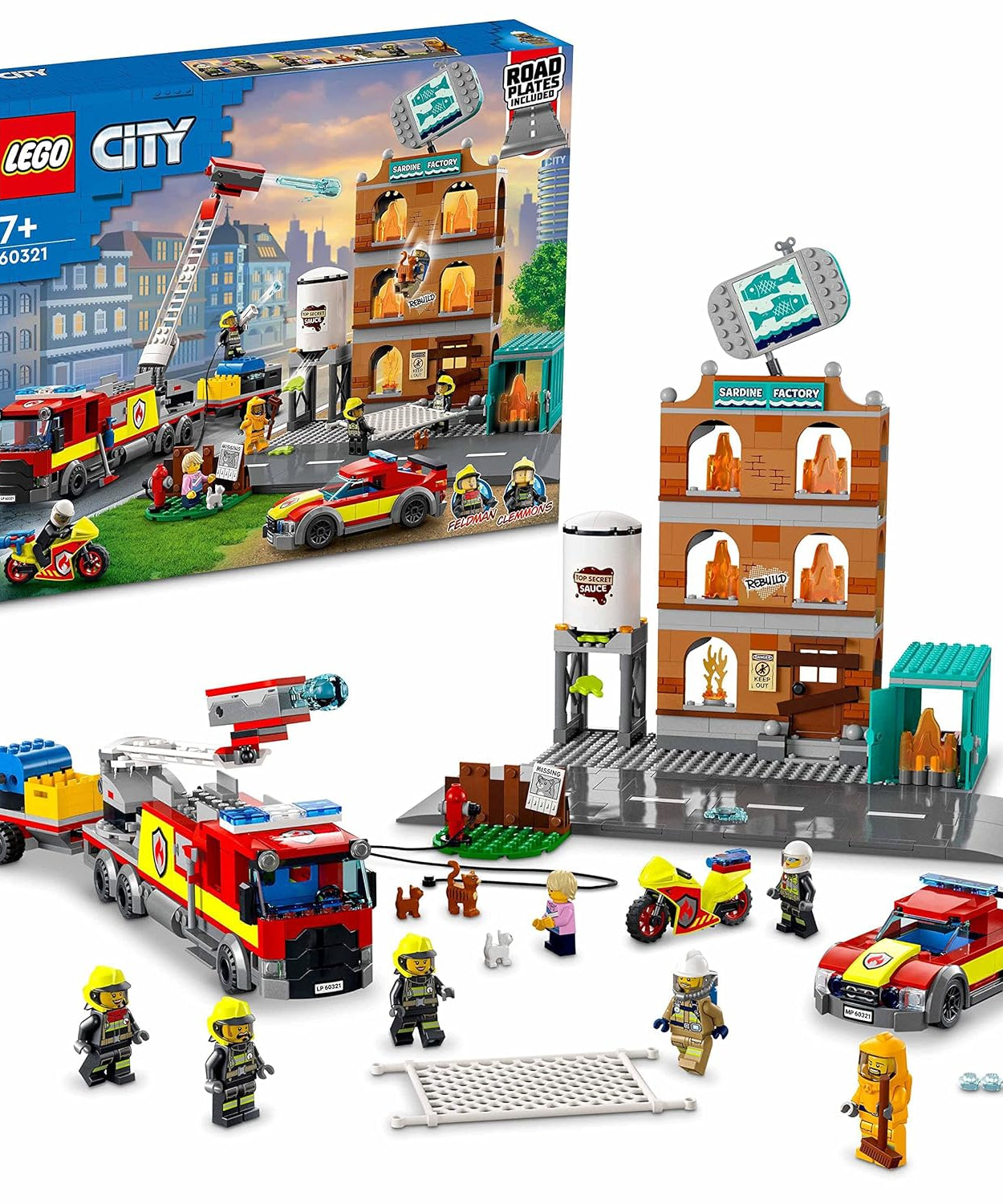 LEGO City 60321 Fire Brigade Set – 766 Pieces – For Kids 7+ Years – Fire Truck, Helicopter, and Building Blaze Rescue
