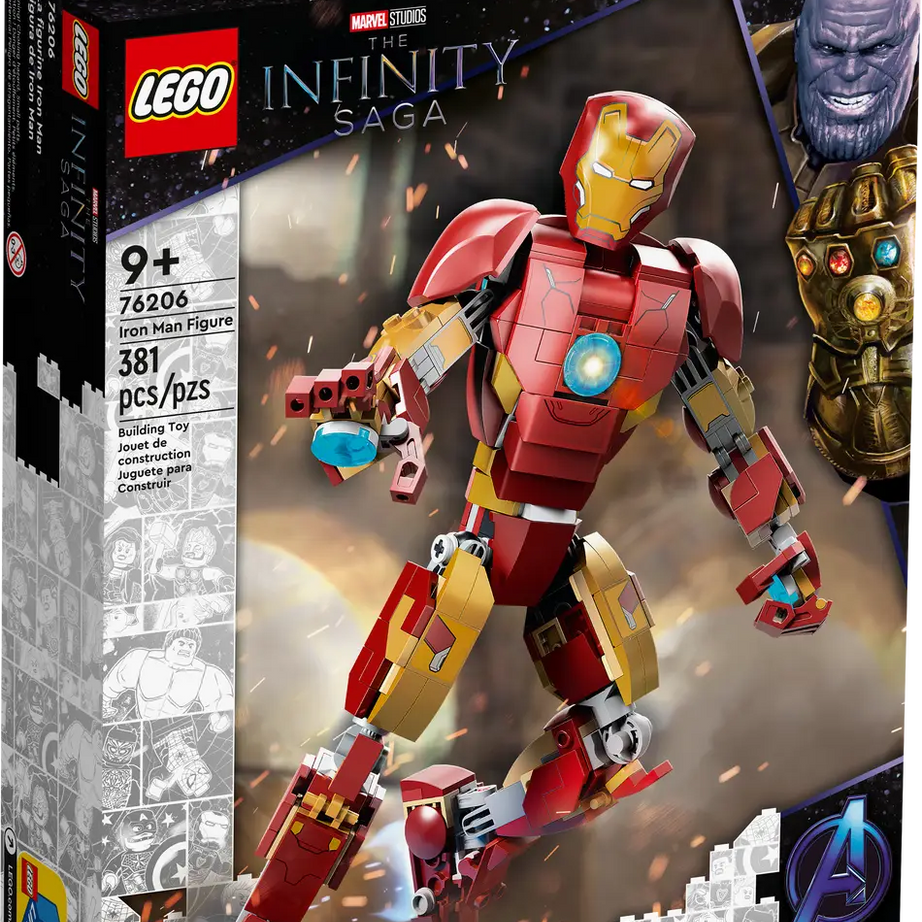 LEGO Marvel 76206 Iron Man Figure Set | 381 Pieces | 9-Inch Posable Iron Man Model for Kids 9+ | Collectible Iron Man Action Figure for Marvel Fans