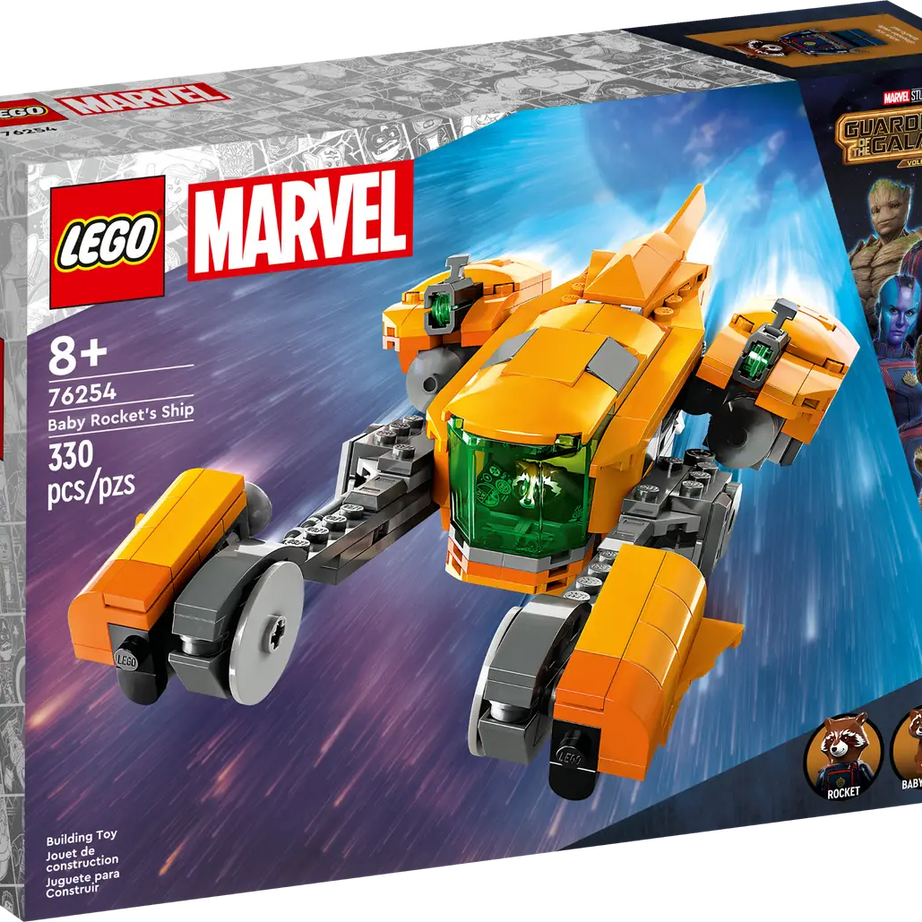 LEGO 76254 Baby Rocket's Ship – Marvel Guardians of the Galaxy Building Set for Ages 4 and Up – 330 Pieces, Featuring Rocket and Baby Rocket Minifigures