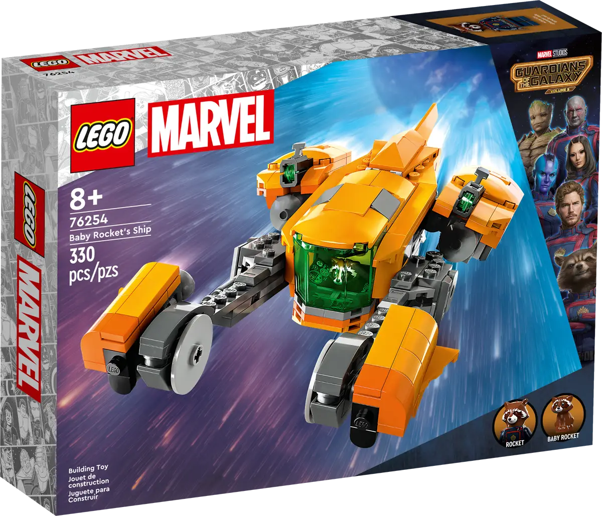 LEGO 76254 Baby Rocket's Ship – Marvel Guardians of the Galaxy Building Set for Ages 4 and Up – 330 Pieces, Featuring Rocket and Baby Rocket Minifigures