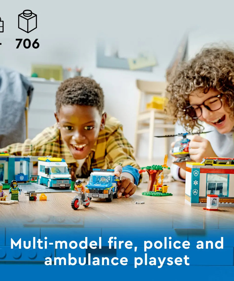 LEGO City 60371 Emergency Vehicles HQ toy for 6+ Years 706 Pieces Building Set - MINIMEE KIDS