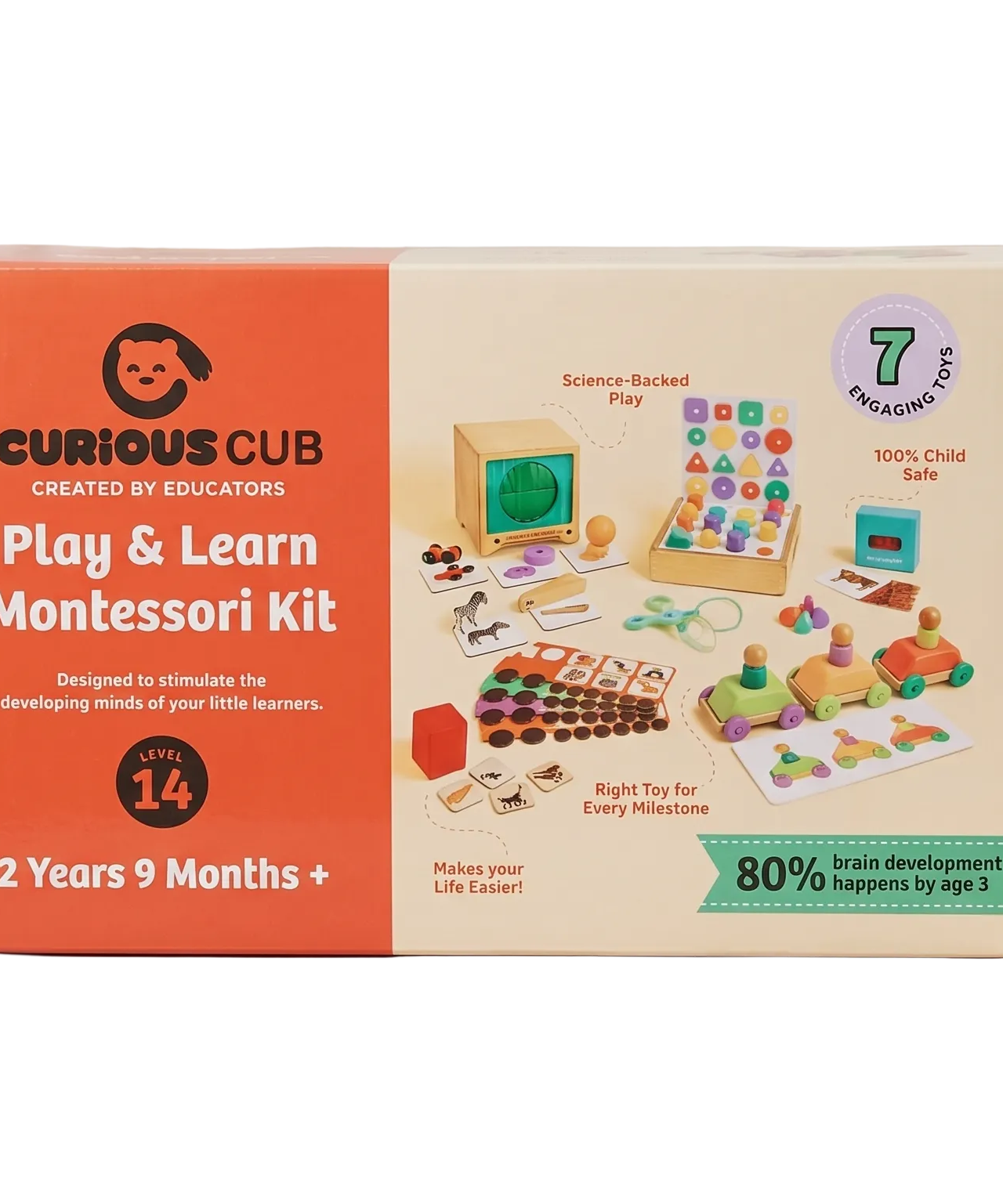Curious Cub Level 14 Montessori Play & Learn Kit (33 Months+) | Premium 7-Piece Educational Toy Set for Sensory & Cognitive Development