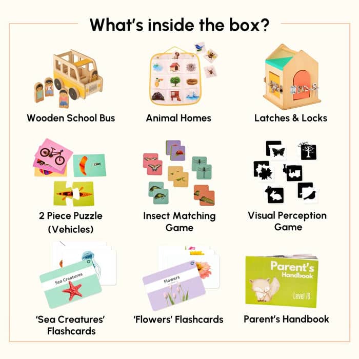 Curious Cub Level 10 Montessori Play & Learn Kit (21 Months+) | Premium 9-Piece Educational Wooden Toy Set for Toddler Cognitive & Fine Motor Skills Development - MINIMEE KIDS