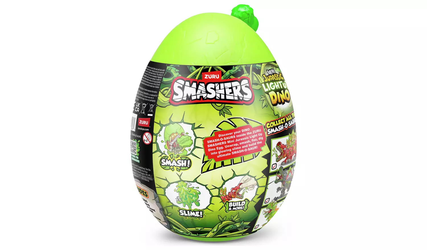 Zuru Smashers Mini Jurassic Light Up Dino - Over 6 Surprises, Unbox, Build & Battle Dino Fun for Kids 5+