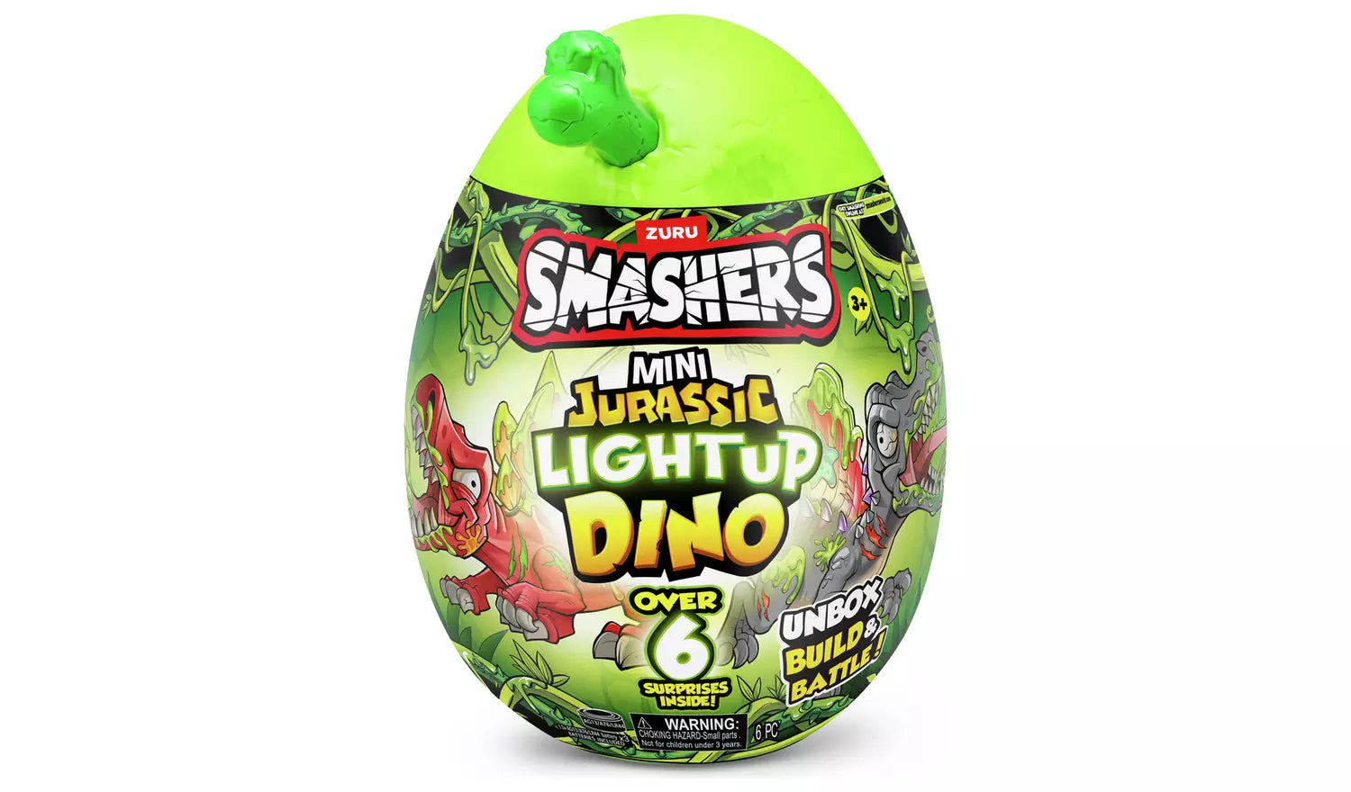 Zuru Smashers Mini Jurassic Light Up Dino - Over 6 Surprises, Unbox, Build & Battle Dino Fun for Kids 5+