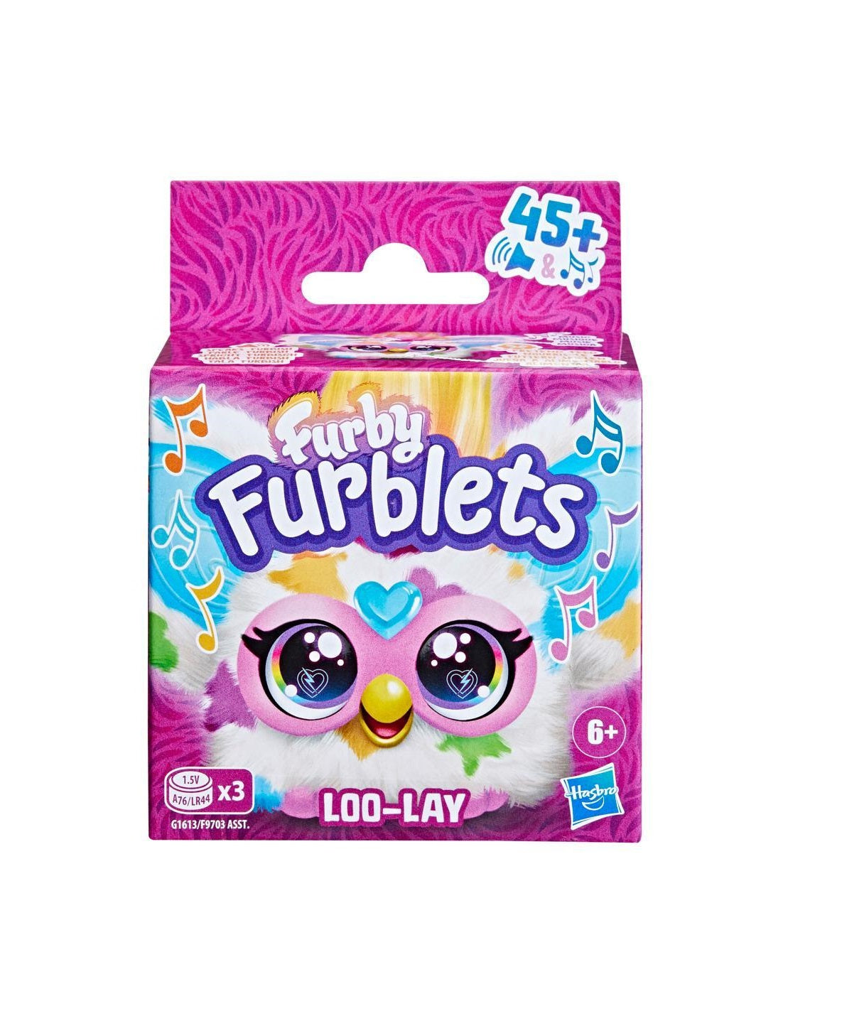 Hasbro Furby Furblets Loo-Lay Mini Electronic Plush Toy – Gamer Sound Plush Keychain with 45+ Sounds & Music | Chiptune Edition with Removable Clip | Ages 6+
