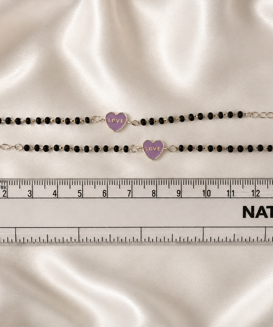 Purple "LOVE" Heart Enamel Nazariya - 925 Sterling Silver Protective Bracelet for Kids