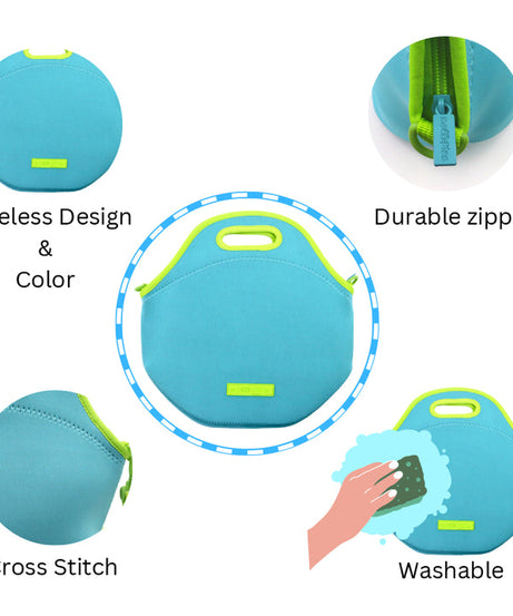 Scoobies Neoprene Lunch Bag - 4mm Thick Insulated, Keeps Food Warm/Cool for 2-5 Hours, Ice Pack Compatible