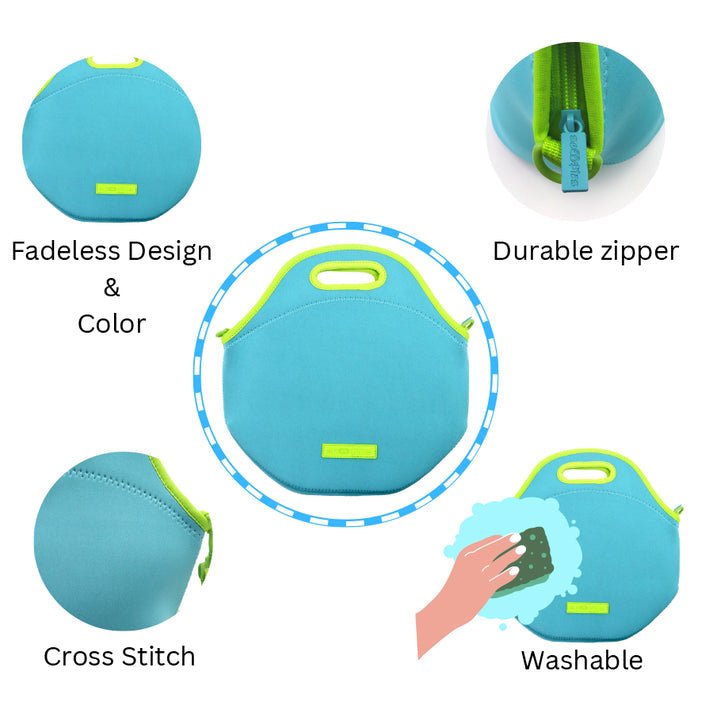 Scoobies Neoprene Lunch Bag - 4mm Thick Insulated, Keeps Food Warm/Cool for 2-5 Hours, Ice Pack Compatible