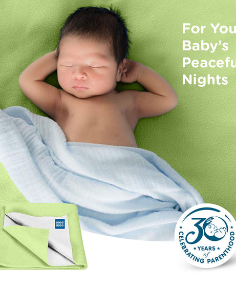 Mee Mee Total Dry & Breathable Waterproof Mattress Protector Sheet for Babies | Ultra Absorbent & Rash-Free Dry Mat for Newborns | Reusable Diaper-Free Night Sheet in Small, Medium, Large & XL Sizes | SUbject to Availability Color will be Provided - MINIMEE KIDS
