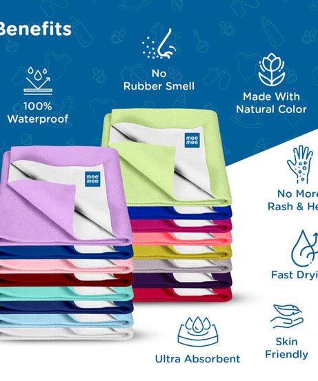 Mee Mee Total Dry & Breathable Waterproof Mattress Protector Sheet for Babies | Ultra Absorbent & Rash-Free Dry Mat for Newborns | Reusable Diaper-Free Night Sheet in Small, Medium, Large & XL Sizes | SUbject to Availability Color will be Provided - MINIMEE KIDS
