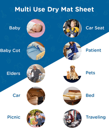 Mee Mee Total Dry & Breathable Waterproof Mattress Protector Sheet for Babies | Ultra Absorbent & Rash-Free Dry Mat for Newborns | Reusable Diaper-Free Night Sheet in Small, Medium, Large & XL Sizes | SUbject to Availability Color will be Provided - MINIMEE KIDS