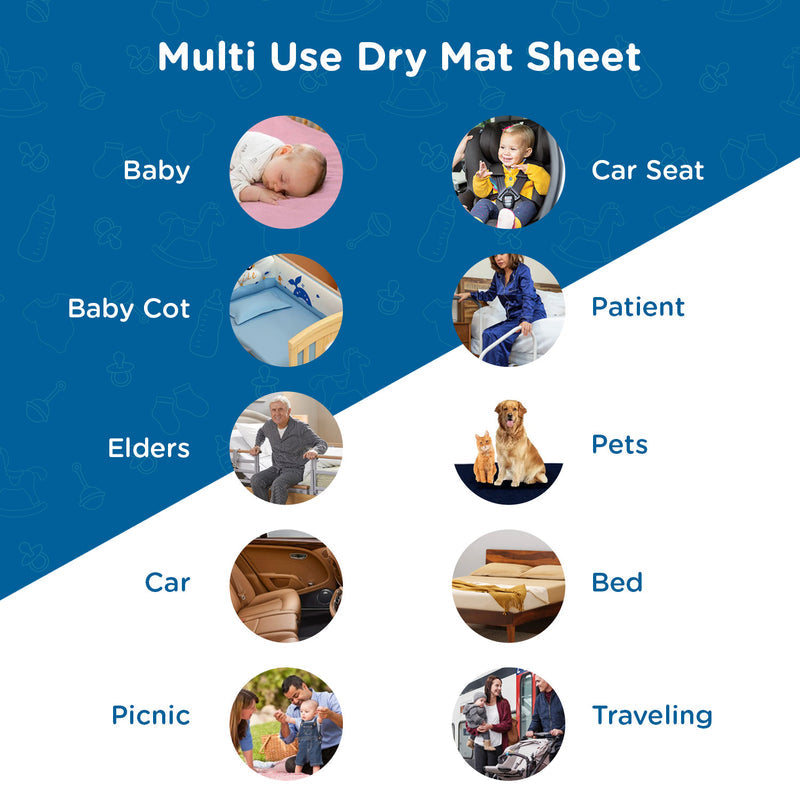 Mee Mee Total Dry & Breathable Waterproof Mattress Protector Sheet for Babies | Ultra Absorbent & Rash-Free Dry Mat for Newborns | Reusable Diaper-Free Night Sheet in Small, Medium, Large & XL Sizes | SUbject to Availability Color will be Provided