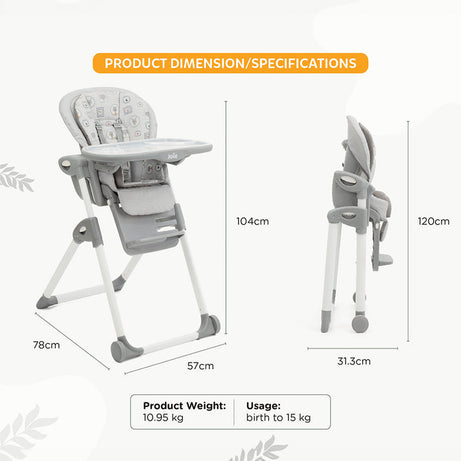 Joie Multiply 6-in-1 Highchair (Arctic) - The Ultimate Convertible Seat from Baby Recliner to Toddler Play Table