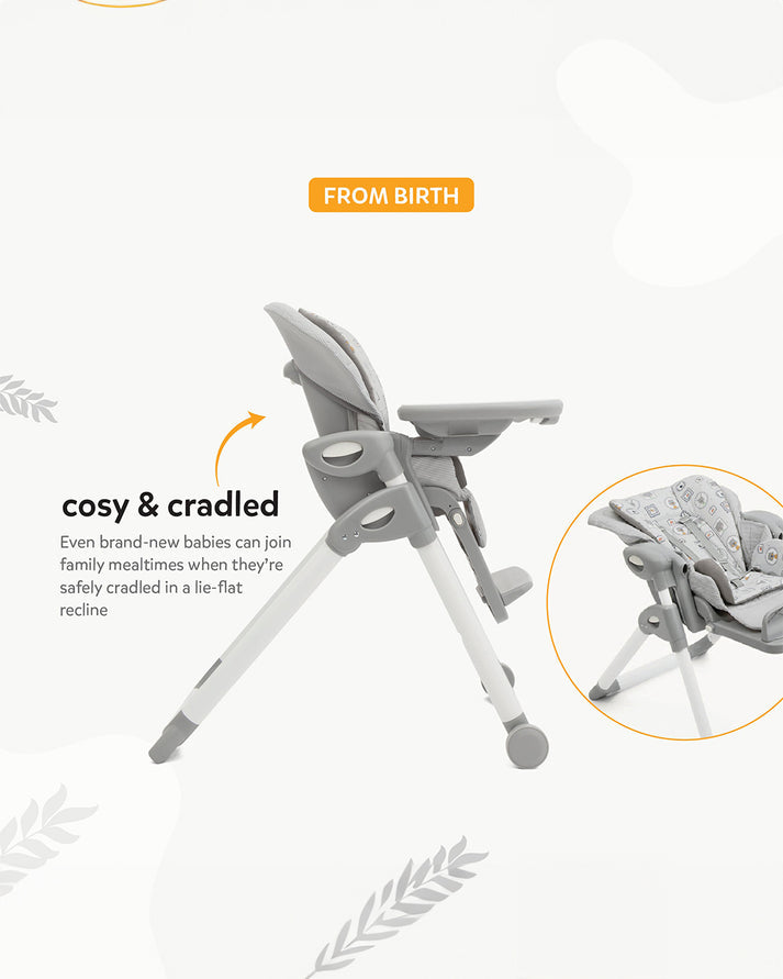 Joie Multiply 6-in-1 Highchair (Arctic) - The Ultimate Convertible Seat from Baby Recliner to Toddler Play Table