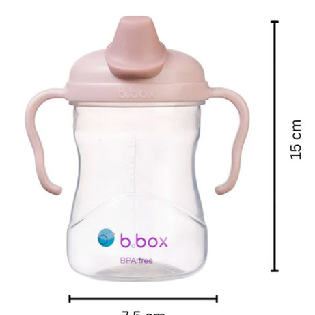b.box Soft Silicone Spout Cup – Blush Pink | for Babies 4 Months+ | BPA-Free 240ml No-Spill Drinking Cup with Gentle Angled Spout & Easy-Grip Handles | Interchangeable Lid | Dishwasher Safe