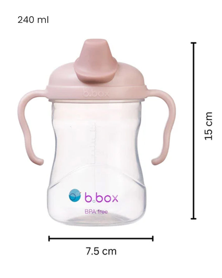 b.box Soft Silicone Spout Cup – Blush Pink | for Babies 4 Months+ | BPA-Free 240ml No-Spill Drinking Cup with Gentle Angled Spout & Easy-Grip Handles | Interchangeable Lid | Dishwasher Safe