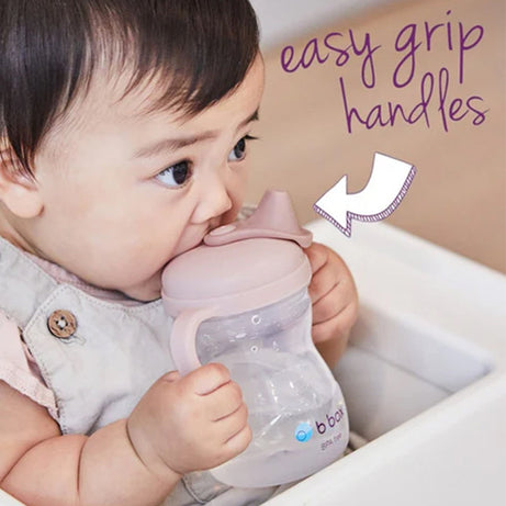 b.box Soft Silicone Spout Cup – Blush Pink | for Babies 4 Months+ | BPA-Free 240ml No-Spill Drinking Cup with Gentle Angled Spout & Easy-Grip Handles | Interchangeable Lid | Dishwasher Safe
