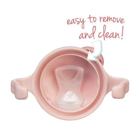b.box Soft Silicone Spout Cup – Blush Pink | for Babies 4 Months+ | BPA-Free 240ml No-Spill Drinking Cup with Gentle Angled Spout & Easy-Grip Handles | Interchangeable Lid | Dishwasher Safe