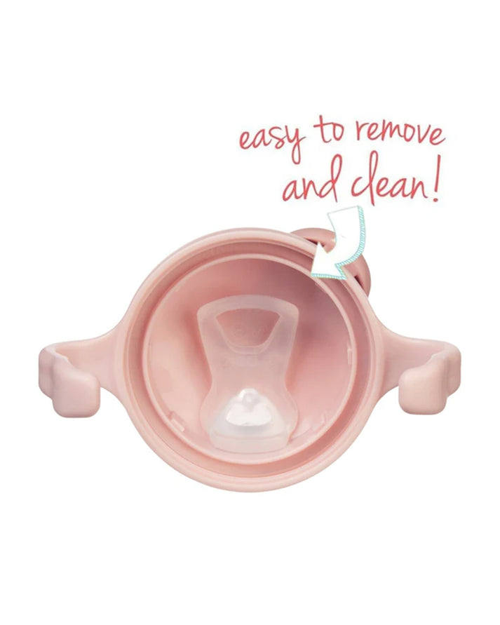 b.box Soft Silicone Spout Cup – Blush Pink | for Babies 4 Months+ | BPA-Free 240ml No-Spill Drinking Cup with Gentle Angled Spout & Easy-Grip Handles | Interchangeable Lid | Dishwasher Safe