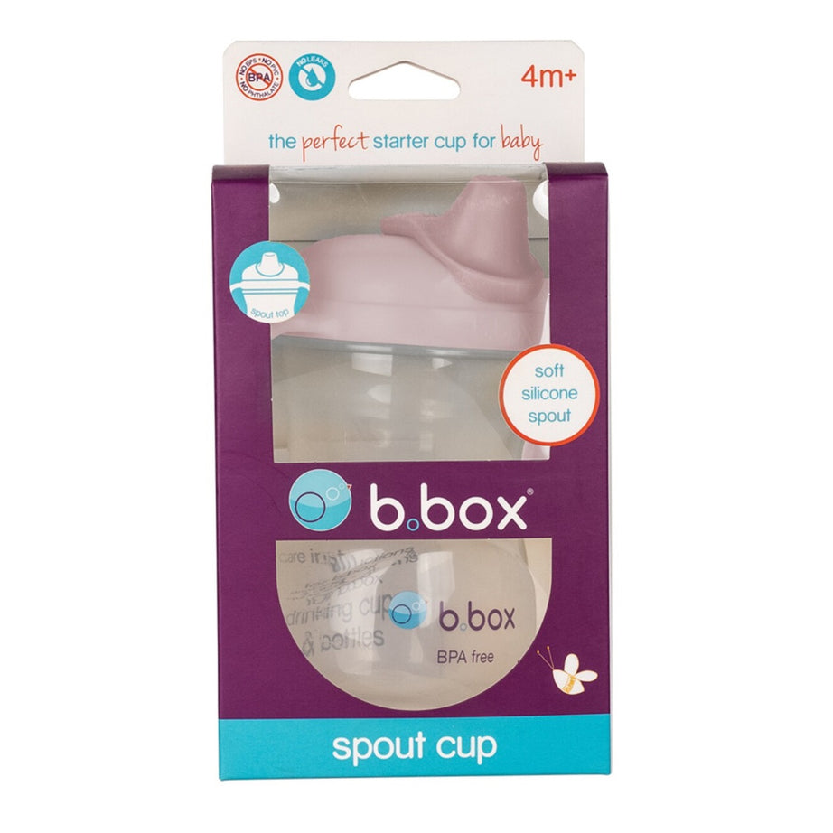 b.box Soft Silicone Spout Cup – Blush Pink | for Babies 4 Months+ | BPA-Free 240ml No-Spill Drinking Cup with Gentle Angled Spout & Easy-Grip Handles | Interchangeable Lid | Dishwasher Safe