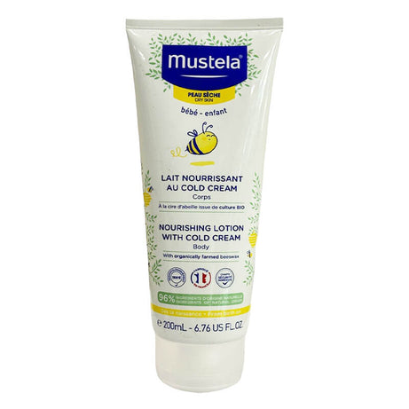 Mustela Nourishing Lotion with Cold Cream for Baby's Body - Organic Beeswax | 200ml | Made in France