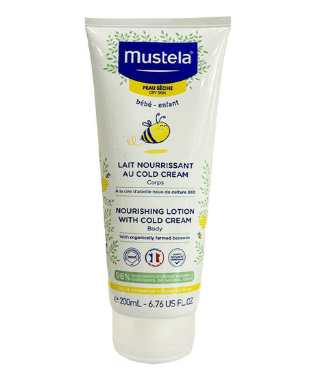 Mustela Nourishing Lotion with Cold Cream for Baby's Body - Organic Beeswax | 200ml | Made in France
